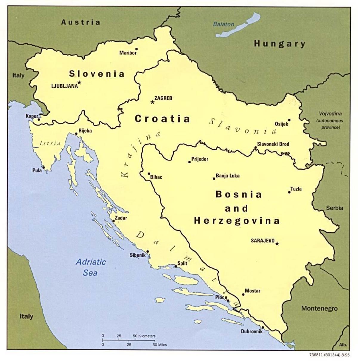 карта Босни и Херцеговини и у суседним земљама