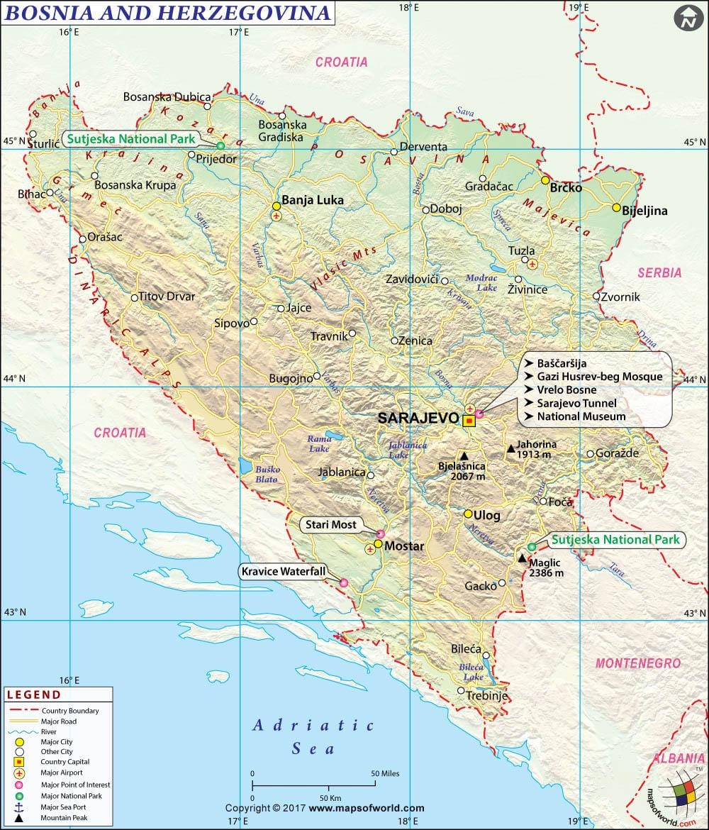 Карта земље Босна